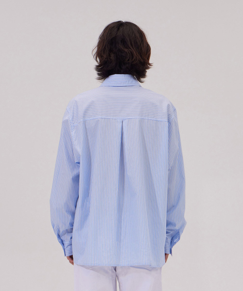 MAKEITTO(メイキット)の「デイリーバーティカルストライプシャツ_ブルー(シャツ/ブラウス・メンズ・その他・SMALL/MEDIUM/LARGE/X-LARGE)」の5枚目の写真