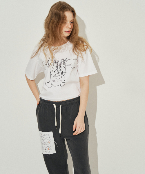 SARANAGI(サラナギ)の「SE0525-CROP T-SHIRT(white)(Tシャツ/カットソー・レディース・ホワイト・FREE)」の2枚目の写真