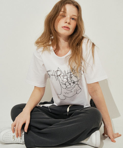 SARANAGI(サラナギ)の「SE0525-CROP T-SHIRT(white)(Tシャツ/カットソー・レディース・ホワイト・FREE)」の3枚目の写真