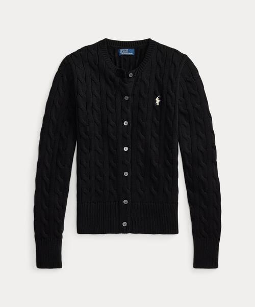 POLO RALPH LAUREN（ポロ ラルフ ローレン）の「ケーブルニット コットン クルーネック カーディガン（カーディガン/ボレロ・レディース・ブラック系1・L/M/S/XL/XS）」の2枚目の写真