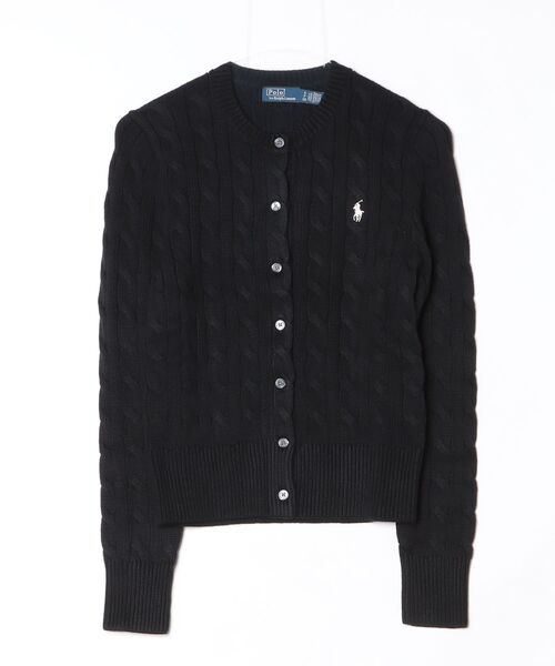 POLO RALPH LAUREN（ポロ ラルフ ローレン）の「ケーブルニット コットン クルーネック カーディガン（カーディガン/ボレロ・レディース・ブラック系1・L/M/S/XL/XS）」の6枚目の写真