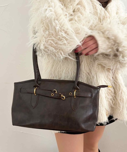 kutir（クティール）の「kutirlune／ベルトデザインバッグ（ハンドバッグ・レディース・ブラウン/ブラック・FREE）」の5枚目の写真