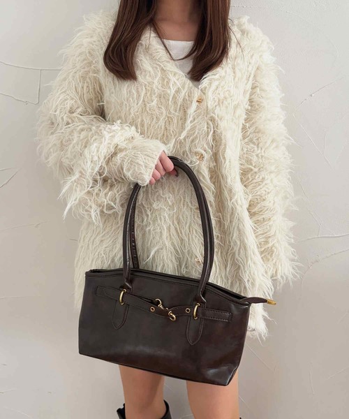 kutir（クティール）の「kutirlune／ベルトデザインバッグ（ハンドバッグ・レディース・ブラウン/ブラック・FREE）」の6枚目の写真