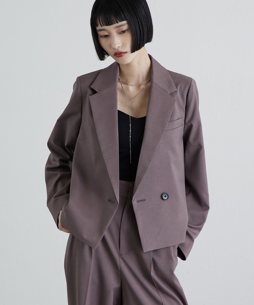 Lui's(ルイス)の「ツイミーツイルショートジャケット(テーラードジャケット・レディース・ブラック/ブラウン・FREE)」の2枚目の写真