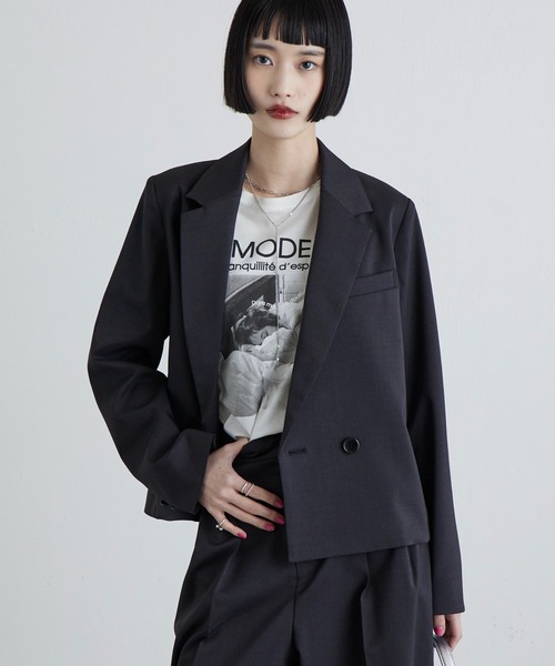 Lui's(ルイス)の「ツイミーツイルショートジャケット(テーラードジャケット・レディース・ブラック/ブラウン・FREE)」の5枚目の写真