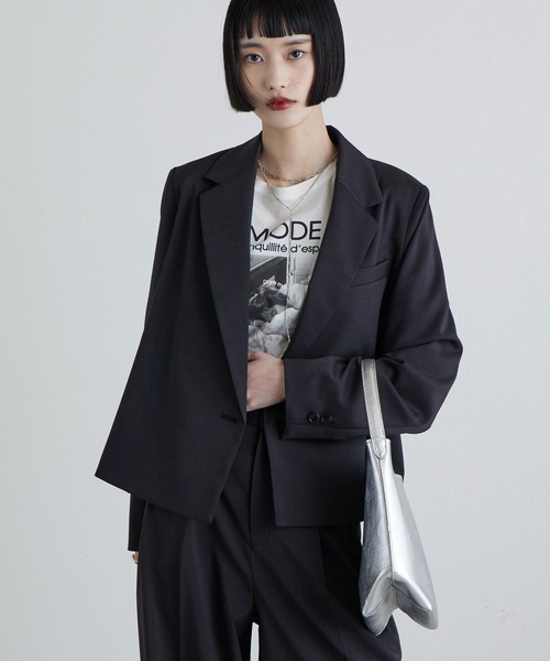 Lui's(ルイス)の「ツイミーツイルショートジャケット(テーラードジャケット・レディース・ブラック/ブラウン・FREE)」の3枚目の写真