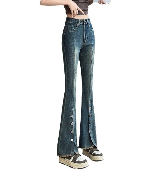 NoBelle(ノベル)の「スプリットジーンズ フレアデニムパンツ(デニムパンツ・レディース・ブルー・L/M/S)」の3枚目の写真
