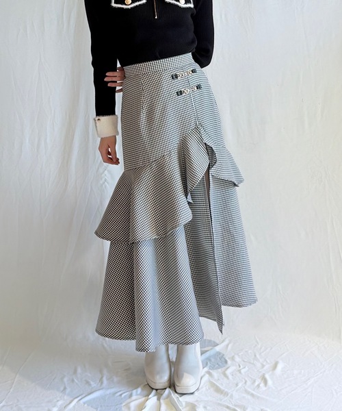 NOMAE(ノーマエ)の「ビットラッフルスリットスカート(スカート・レディース・グレー系その他/ブラック/ブラック系その他/グレー・FREE)」の3枚目の写真