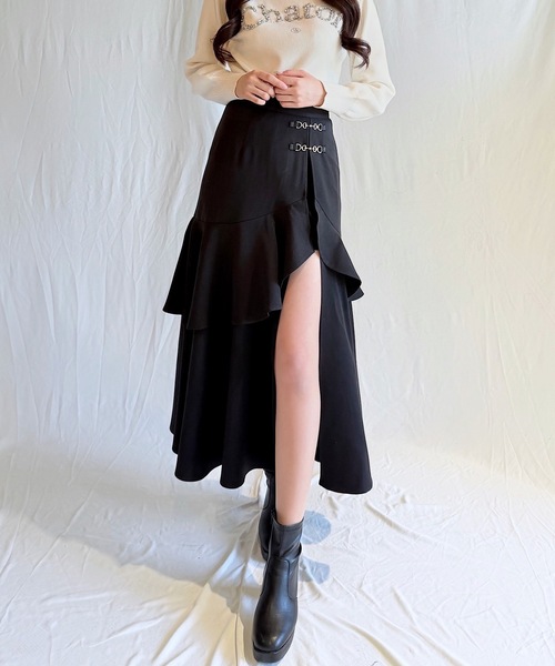 NOMAE(ノーマエ)の「ビットラッフルスリットスカート(スカート・レディース・グレー系その他/ブラック/ブラック系その他/グレー・FREE)」の7枚目の写真