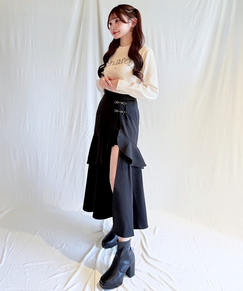 NOMAE(ノーマエ)の「ビットラッフルスリットスカート(スカート・レディース・グレー系その他/ブラック/ブラック系その他/グレー・FREE)」の8枚目の写真