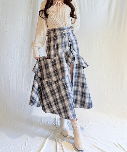 NOMAE(ノーマエ)の「ビットラッフルスリットスカート(スカート・レディース・グレー系その他/ブラック/ブラック系その他/グレー・FREE)」の12枚目の写真