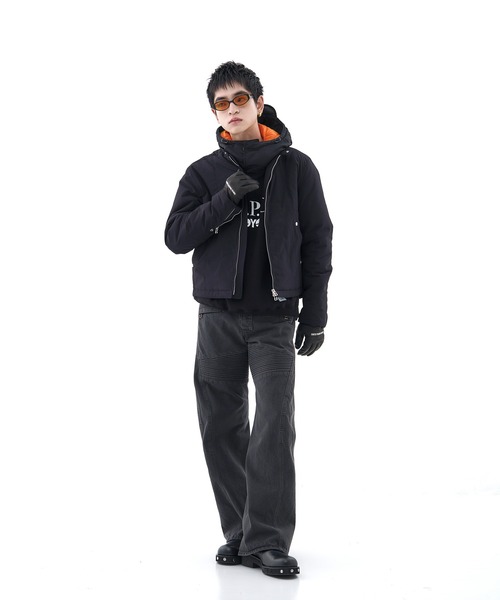 CONZ(コンズ)の「MOTORCYCLE PUFFER BLOUSON/ショート丈/ジャストフィット/CONZ/NVRFRGT(ブルゾン・メンズ・ブラック・3/1/2)」の3枚目の写真