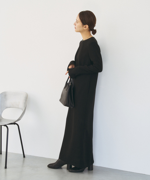 追加9》ダブルクロスミニマルロングドレス（ワンピース）｜HARDY NOIR
