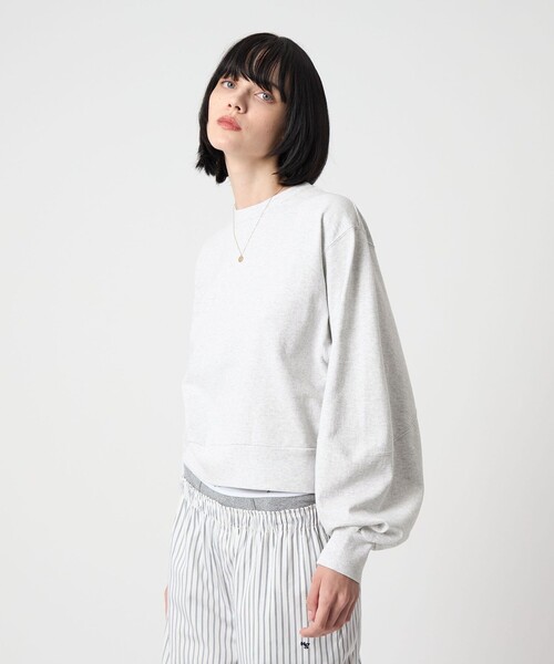H　BEAUTY&YOUTH UNITED ARROWS（エイチビューティーアンドユースユナイテッドアローズ）の「＜H＞コットン ボリュームスリーブ プルオーバー（Tシャツ/カットソー・レディース・ライトグレー/ダークブラウン・FREE）」の3枚目の写真