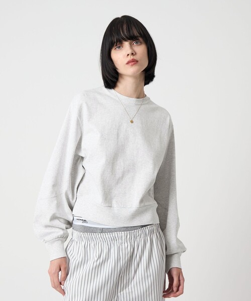 H　BEAUTY&YOUTH UNITED ARROWS（エイチビューティーアンドユースユナイテッドアローズ）の「＜H＞コットン ボリュームスリーブ プルオーバー（Tシャツ/カットソー・レディース・ライトグレー/ダークブラウン・FREE）」の4枚目の写真