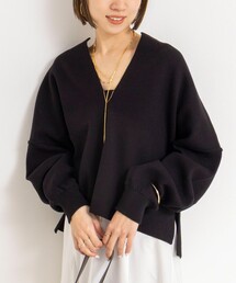《手洗い可能》《アンサンブル対応》スウェットライクニットプルオーバー