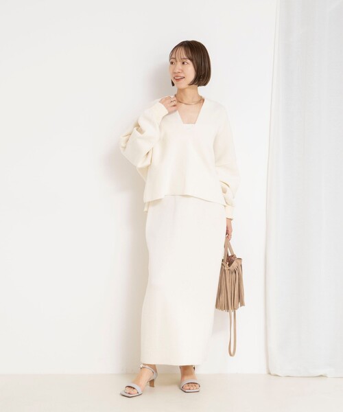 NOLLEY’S(ノーリーズ)の「《手洗い可能》《アンサンブル対応》スウェットライクニットプルオーバー(ニット/セーター・レディース・ライトグレー/ブラック/オフホワイト・FREE)」の4枚目の写真