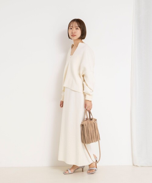 NOLLEY’S(ノーリーズ)の「《手洗い可能》《アンサンブル対応》スウェットライクニットプルオーバー(ニット/セーター・レディース・ライトグレー/ブラック/オフホワイト・FREE)」の5枚目の写真