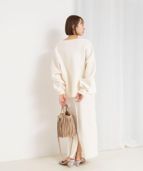 NOLLEY’S(ノーリーズ)の「《手洗い可能》《アンサンブル対応》スウェットライクニットプルオーバー(ニット/セーター・レディース・ライトグレー/ブラック/オフホワイト・FREE)」の6枚目の写真