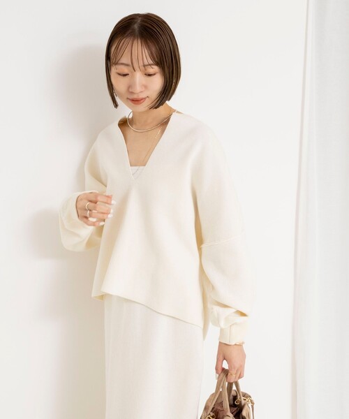 NOLLEY’S(ノーリーズ)の「《手洗い可能》《アンサンブル対応》スウェットライクニットプルオーバー(ニット/セーター・レディース・ライトグレー/ブラック/オフホワイト・FREE)」の8枚目の写真