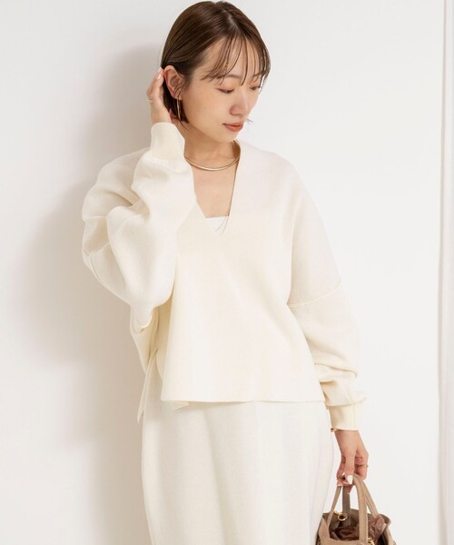 NOLLEY’S(ノーリーズ)の「《手洗い可能》《アンサンブル対応》スウェットライクニットプルオーバー(ニット/セーター・レディース・ライトグレー/ブラック/オフホワイト・FREE)」の11枚目の写真