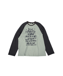 LETTERING STRIPED RAGLAN TOP [MINT]