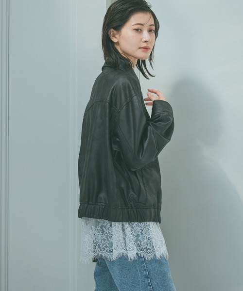 LOUNIE新品⭐️洗える❗️フォルムジップブルゾンオーガンジーバルーンジャケット セール】箔オーガンジーバルーンジャケット（ブルゾン）｜terrace