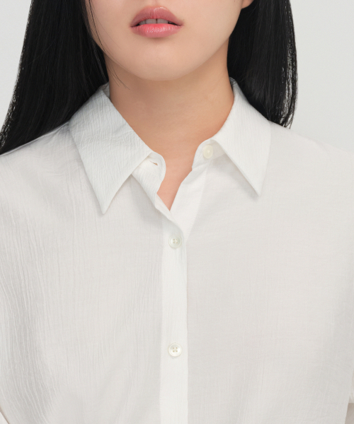 MUSINSA STANDARD WOMAN（ムシンサスタンダードウーマン）の「ウィメンズリラックスクリンケルシャツ[ホワイト]（シャツ/ブラウス・レディース・その他・SMALL/MEDIUM/LARGE/X-SMALL）」の4枚目の写真