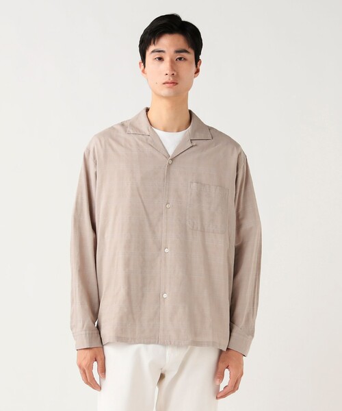 BEAMS HEART(ビームスハート)の「コットン レーヨン シャドー チェック オープン カラー シャツ(シャツ/ブラウス・メンズ・ベージュ/ブラック・SMALL/MEDIUM/LARGE)」の1枚目の写真