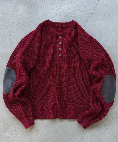 kutir（クティール）の「HENLEY NECK SUEDE ELBOW PATCH KNIT／ヘンリーネックスウェードエルボーパッチニット（ニット/セーター・メンズ・カーキ/ブラック/ボルドー・LARGE/MEDIUM）」の22枚目の写真