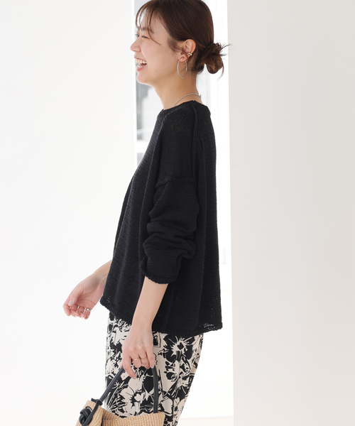 JOURNAL STANDARD relume（ジャーナルスタンダード　レリューム）の「《追加》テープヤーンルーズプルオーバー（ニット/セーター・レディース・ホワイト/ブラック/サックスブルー・FREE）」の9枚目の写真