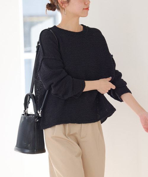 JOURNAL STANDARD relume（ジャーナルスタンダード　レリューム）の「《追加》テープヤーンルーズプルオーバー（ニット/セーター・レディース・ホワイト/ブラック/サックスブルー・FREE）」の15枚目の写真