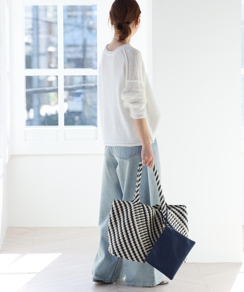 JOURNAL STANDARD relume（ジャーナルスタンダード　レリューム）の「《追加》テープヤーンルーズプルオーバー（ニット/セーター・レディース・ホワイト/ブラック/サックスブルー・FREE）」の20枚目の写真