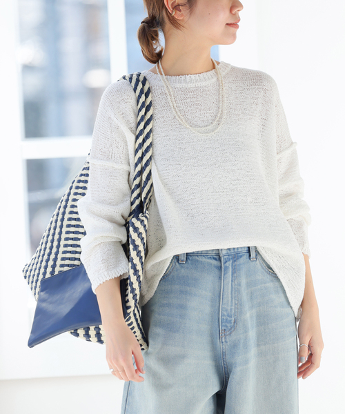 JOURNAL STANDARD relume（ジャーナルスタンダード　レリューム）の「《追加》テープヤーンルーズプルオーバー（ニット/セーター・レディース・ホワイト/ブラック/サックスブルー・FREE）」の22枚目の写真