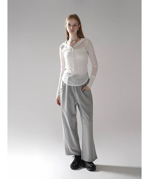 :ETHROF(イーサオブ)の「STUD WIDE SWEATPANTS(スウェットパンツ・レディース・杢グレー/チャコール・FREE)」の10枚目の写真