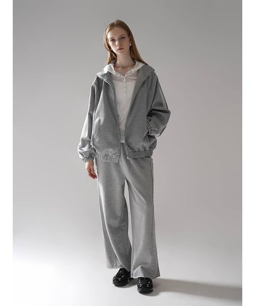 :ETHROF(イーサオブ)の「STUD WIDE SWEATPANTS(スウェットパンツ・レディース・杢グレー/チャコール・FREE)」の15枚目の写真