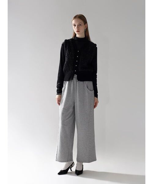 :ETHROF(イーサオブ)の「STUD WIDE SWEATPANTS(スウェットパンツ・レディース・杢グレー/チャコール・FREE)」の16枚目の写真