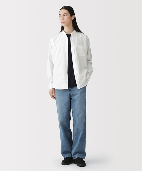 無印良品（ムジルシリョウヒン）の「紳士　洗いざらしオックススタンドカラー長袖シャツ（シャツ/ブラウス・メンズ・ブルー系/ダークグレー/ダークネイビー/ホワイト・M/S/XL/L）」の5枚目の写真