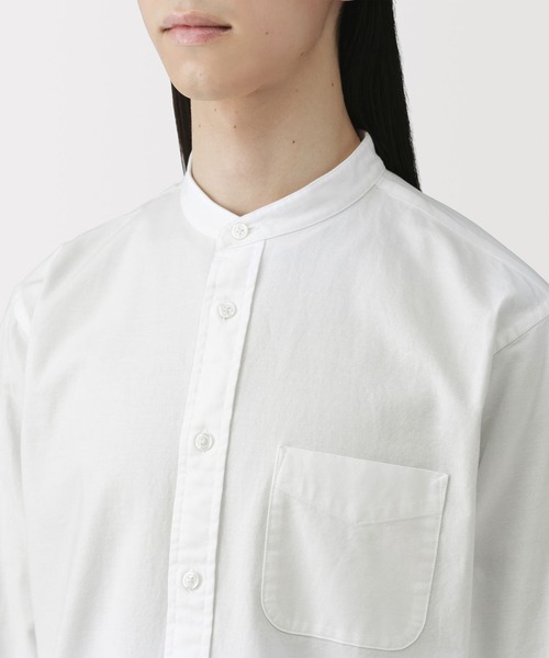 無印良品（ムジルシリョウヒン）の「紳士　洗いざらしオックススタンドカラー長袖シャツ（シャツ/ブラウス・メンズ・ブルー系/ダークグレー/ダークネイビー/ホワイト・M/S/XL/L）」の8枚目の写真