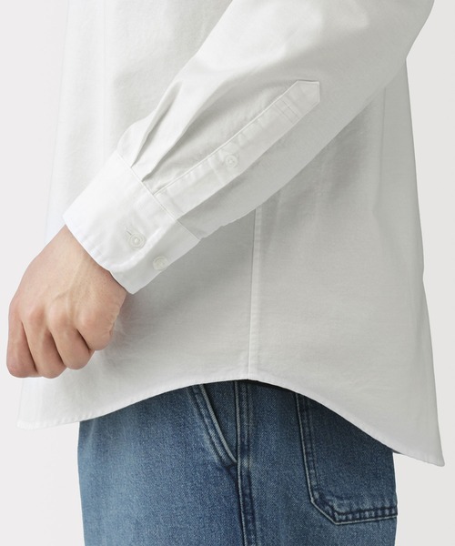 無印良品（ムジルシリョウヒン）の「紳士　洗いざらしオックススタンドカラー長袖シャツ（シャツ/ブラウス・メンズ・ブルー系/ダークグレー/ダークネイビー/ホワイト・M/S/XL/L）」の9枚目の写真