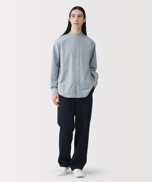 無印良品（ムジルシリョウヒン）の「紳士　洗いざらしオックススタンドカラー長袖シャツ（シャツ/ブラウス・メンズ・ブルー系/ダークグレー/ダークネイビー/ホワイト・M/S/XL/L）」の22枚目の写真