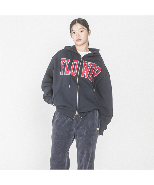 HAVISM(ヘビズム)の「FLOWER ZIP UP HOOD(10COLOR)(パーカー・レディース・ブラック/ヘザーグレー/ネイビー系/Wine/チャコール/ブラウン/ライトグレー/オートミール/ネイビー/グレー・FREE)」の9枚目の写真