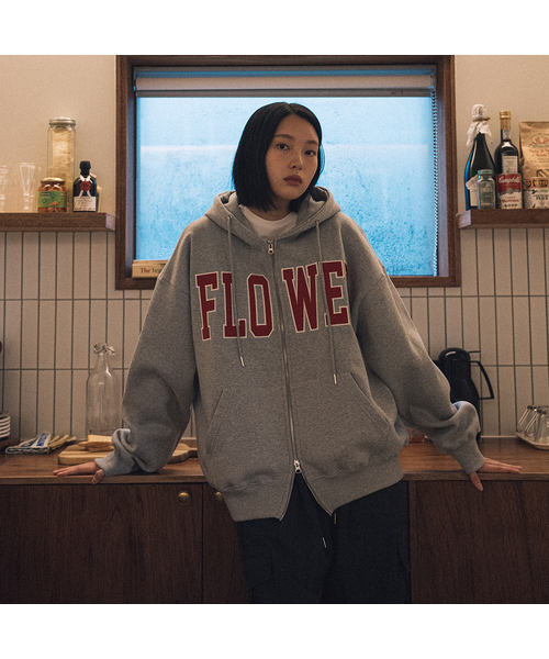 HAVISM(ヘビズム)の「FLOWER ZIP UP HOOD(10COLOR)(パーカー・レディース・ブラック/ヘザーグレー/ネイビー系/Wine/チャコール/ブラウン/ライトグレー/オートミール/ネイビー/グレー・FREE)」の3枚目の写真