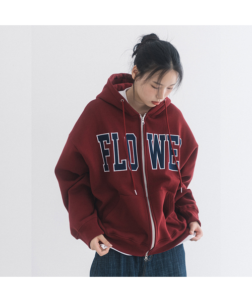 HAVISM(ヘビズム)の「FLOWER ZIP UP HOOD(10COLOR)(パーカー・レディース・ブラック/ヘザーグレー/ネイビー系/Wine/チャコール/ブラウン/ライトグレー/オートミール/ネイビー/グレー・FREE)」の10枚目の写真