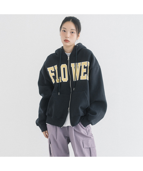 HAVISM(ヘビズム)の「FLOWER ZIP UP HOOD(10COLOR)(パーカー・レディース・ブラック/ヘザーグレー/ネイビー系/Wine/チャコール/ブラウン/ライトグレー/オートミール/ネイビー/グレー・FREE)」の5枚目の写真