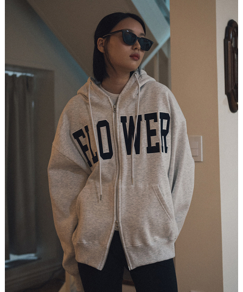HAVISM(ヘビズム)の「FLOWER ZIP UP HOOD(10COLOR)(パーカー・レディース・ブラック/ヘザーグレー/ネイビー系/Wine/チャコール/ブラウン/ライトグレー/オートミール/ネイビー/グレー・FREE)」の13枚目の写真
