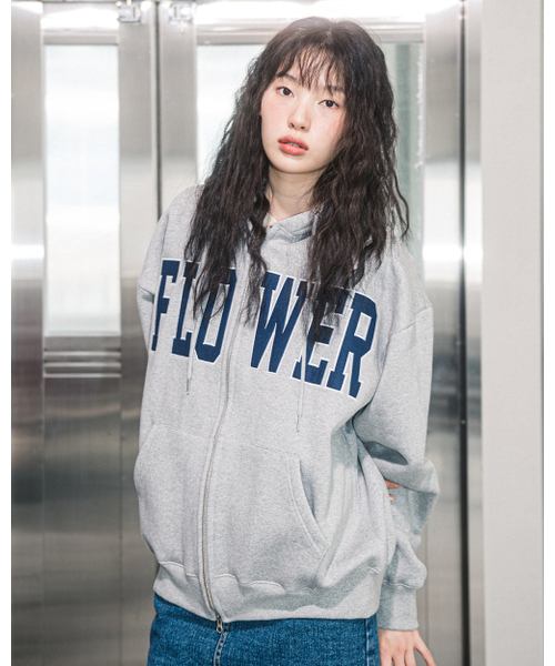 HAVISM(ヘビズム)の「FLOWER ZIP UP HOOD(10COLOR)(パーカー・レディース・ブラック/ヘザーグレー/ネイビー系/Wine/チャコール/ブラウン/ライトグレー/オートミール/ネイビー/グレー・FREE)」の14枚目の写真