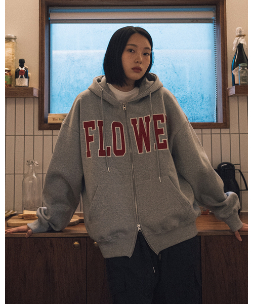 HAVISM(ヘビズム)の「FLOWER ZIP UP HOOD(10COLOR)(パーカー・レディース・ブラック/ヘザーグレー/ネイビー系/Wine/チャコール/ブラウン/ライトグレー/オートミール/ネイビー/グレー・FREE)」の15枚目の写真