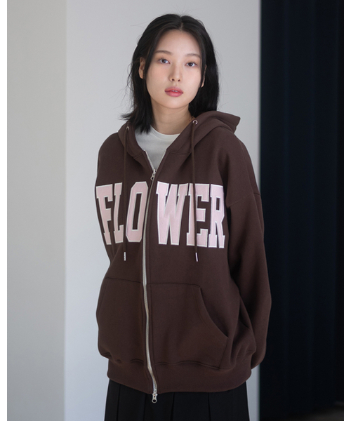 HAVISM(ヘビズム)の「FLOWER ZIP UP HOOD(10COLOR)(パーカー・レディース・ブラック/ヘザーグレー/ネイビー系/Wine/チャコール/ブラウン/ライトグレー/オートミール/ネイビー/グレー・FREE)」の17枚目の写真