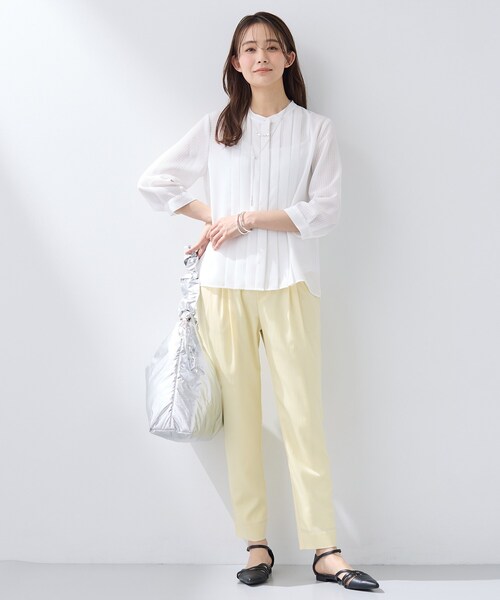 INDIVI（インディヴィ）の「【洗える／大人シアー】タックプリーツ7分袖ブラウス（シャツ/ブラウス・レディース・ホワイト/ブラック・38/15 /13/05/34）」の11枚目の写真